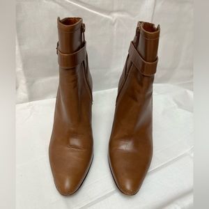 Manolo Blahnik Cognac Leather Ankle Boots.